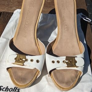 Veronica Beard X Dr. Scholl's White Leather Women's Clog Sandals